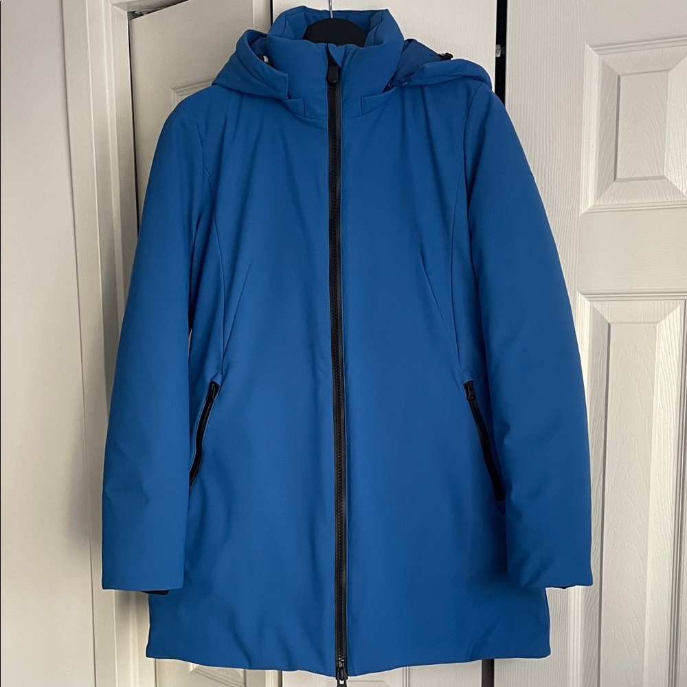 SAVE THE DUCK Womens Lexy17 Lila Plumtech Mid Blue/Black Sz M-L Jacket Ski